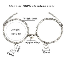 Load image into Gallery viewer, Stainless Steel Sun And Moon Bracelet  Magnet Bracelet set