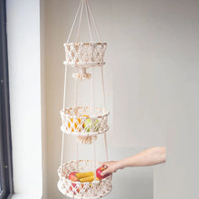 Load image into Gallery viewer, Hand-woven Cotton Rope Flower Pot Hanging Basket Kitchen Fruit Storage