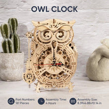 Load image into Gallery viewer, DIY 3D Owl Wooden Clock Building Block