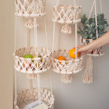 Load image into Gallery viewer, Hand-woven Cotton Rope Flower Pot Hanging Basket Kitchen Fruit Storage