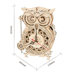 DIY 3D Owl Wooden Clock Building Block