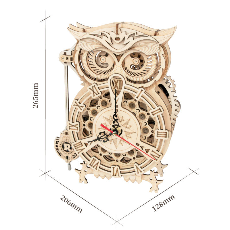 DIY 3D Owl Wooden Clock Building Block