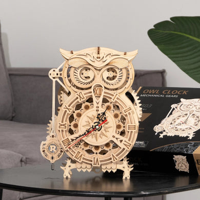 DIY 3D Owl Wooden Clock Building Block