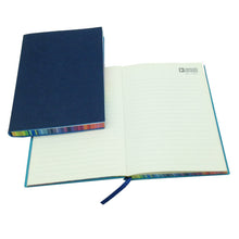 Load image into Gallery viewer, Leather covered notebook with rainbow sides
