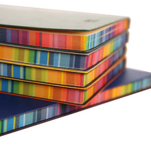 Load image into Gallery viewer, Leather covered notebook with rainbow sides
