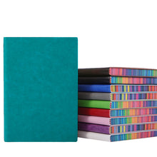 Load image into Gallery viewer, Leather covered notebook with rainbow sides