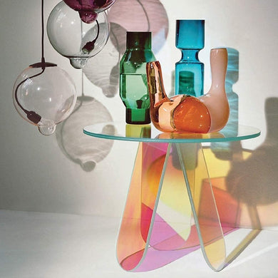 Acrylic Rainbow , Iridescent Glass Accent Table